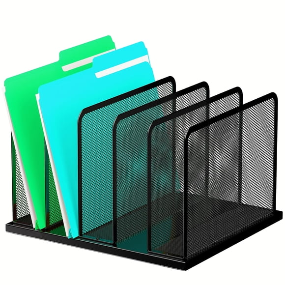 Organizador de archivos de escritorio Kuntine.B, 5 secciones, malla vertical, acero