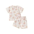thumbnail image 2 of Musuos Toddler Girls Shorts Set, 6 12 18 24M 3 4Y Flower Print Short Sleeve Crew Neck T-shirt with Shorts Summer Cute Outfit, 2 of 10