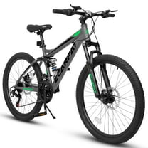 Ambifirner 24-Inch Mountain Bike – Full Suspension, 21-Speed Grip Shifters & Steel Frame for All-Terrain Trails (Unisex, Mechanical Disc Brakes)​​