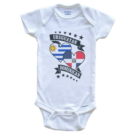 

Uruguayan Dominican Heart Flags Uruguay Dominican Republic Baby Bodysuit 0-3 months white