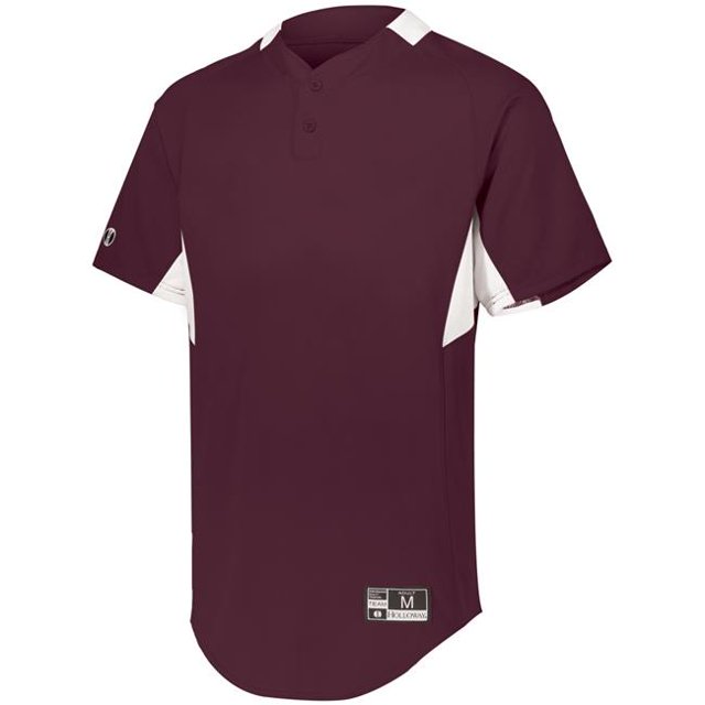 Youth Game7 Two-Button Baseball Jersey, Maroon & White - Small