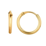 10K Yellow Gold 1X10mm Shiny Small Endless Round Hoop Earrings with Hinged by IcedTime