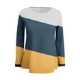 thumbnail image 3 of GigrtiJin Womens Fall Colorblock Tops Long Sleeved Round Neck Casual Pullover Blouse Fashion Comfy Loose T-Shirt, 3 of 4