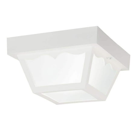 

Independence 8.5 in. 1-Light White Outdoor Porch Ceiling Flush Mount Light with Frosted Glass (1-Pack)