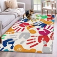 thumbnail image 3 of Area Rug for Living Room, Colorful Handprints Non-Slip Indoor Large Carpet for Bedroom/Dining Room, Rainbow Abstract Hand Foot Prints Washable Low-Profile Rectangle Floor Mat Runner Rugs - 3 x 5 Ft, 3 of 7