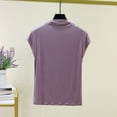 thumbnail image 3 of FRSASU Womens Pajamas Sets 2 Piece Lounge Set Mock Neck Short Sleeve Tops Long Pants Comfy Soft Pjs Loungewear with Pockets Purple-A, 3 of 9