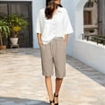 thumbnail image 5 of XINPING Womens Linen Shorts Summer 2026 Casual 7 Inch Cotton Drawstring Baggy Shorts Comfy Elastic Waist Beach Vacation Shorts XL, 5 of 9