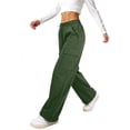 thumbnail image 3 of LVHAOGJOB Wide Leg Cargo Pants for Women Athletic Elastic Waist Pants Straight Leg with Pockets Outdoor Ladies Trousers, 3 of 6