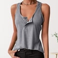 thumbnail image 1 of LOVZFMLL Débardeurs pour Femmes T-shirt Sans Manches Décontracté avec Boutons Unis, 1 of 6