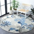 thumbnail image 2 of SAFAVIEH Cabana Lowell Floral Indoor/Outdoor Area Rug, Grey/Blue, 6'7" x 6'7" Round, 2 of 14