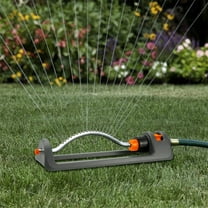 Elook Lawn Sprinkler, Oscillating Sprinkler with 19 Hole Brass Nozzles, Water Sprinkler for Lawn Covers up to 3,600 sq.ft, Includes Spray Jet Cleaning Needle, Orange-black