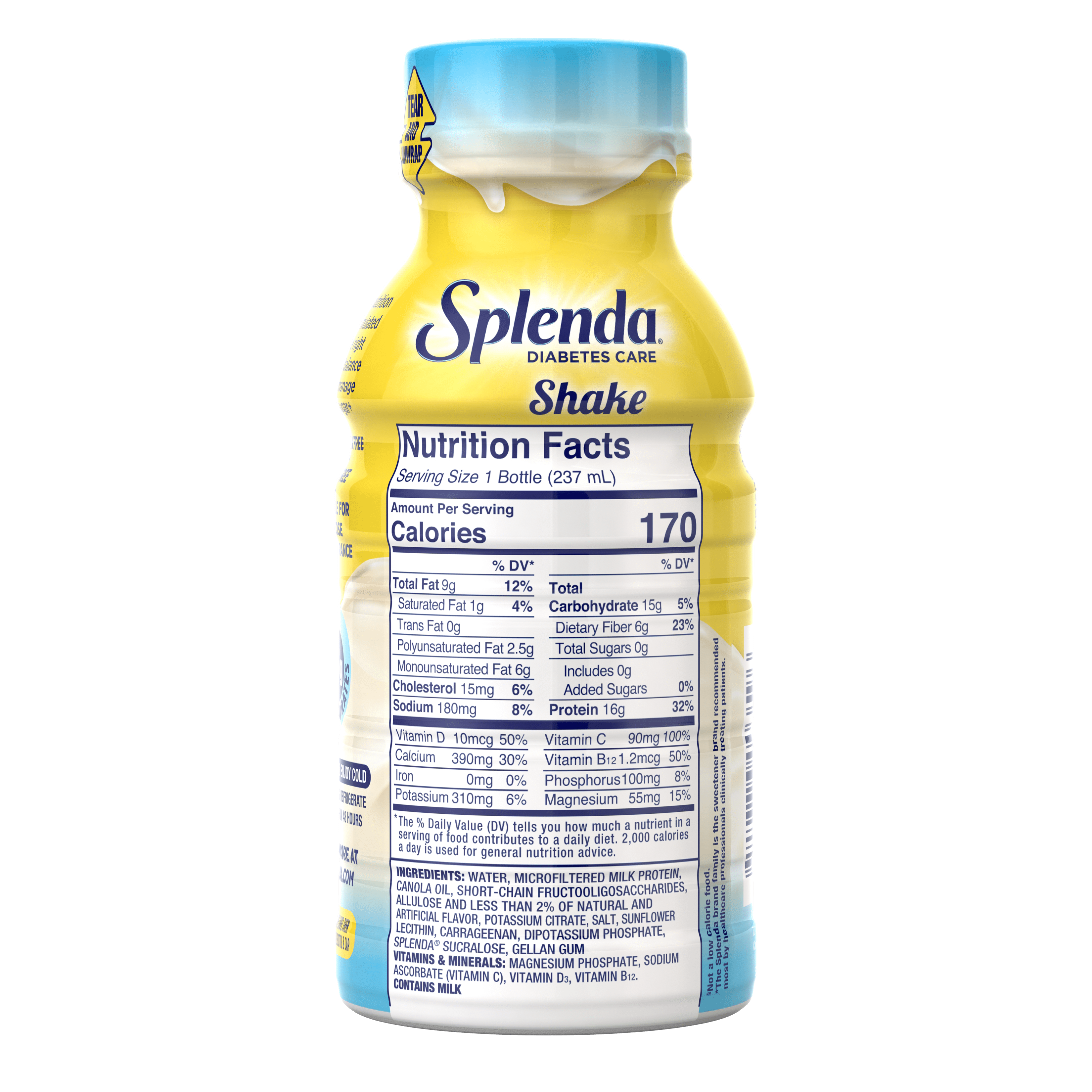 Splenda Diabetic Protein Shakes, Helps Manage Blood Sugar, French Vanilla, 8oz, 12 Pack