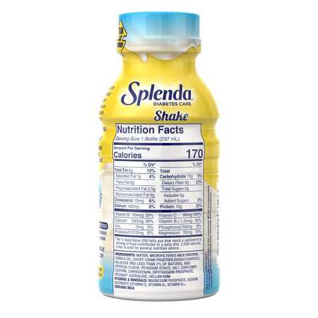 SPLENDA DIABETIC PROTEIN SHAKES, HELPS MANAGE BLOOD SUGAR, FRENCH VANILLA, 8OZ, 12 PACK