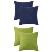 Unique Bargains 4 Pcs Modern Solid Throw Pillow Covers for Sofa 18" x 18" Dark Blue/Green