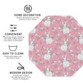 thumbnail image 4 of Pofeuu Rabbit And Flower Print Leather Coasters Set of 6, Round Cups Mugs Mat Pad for Home Kitchen Heat Resistant Drink Coasters,Octagon, 4 of 7