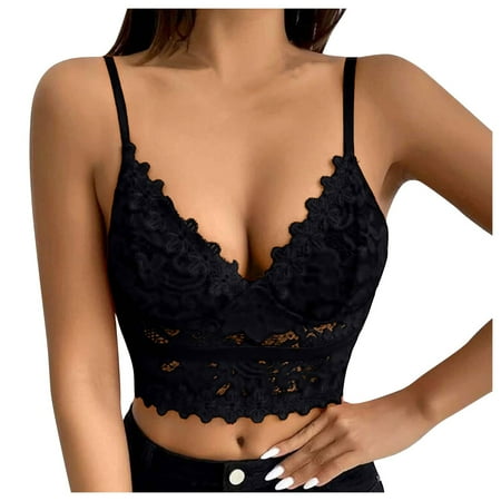 

Knosfe Cami Lace Plus Size Wireless Bra for Women Comfort Support Bralette Small