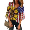thumbnail image 2 of Camiseta de mujer Camisetas con cuello en V Manga tres cuartos Camiseta estampada Tops Blusa Regalo para mujer Fridja czfsfas1439, 2 of 5