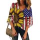 thumbnail image 2 of Camiseta de mujer Camisetas con cuello en V Manga tres cuartos Camiseta estampada Tops Blusa Regalo para mujer Fridja czfsfas1440, 2 of 5