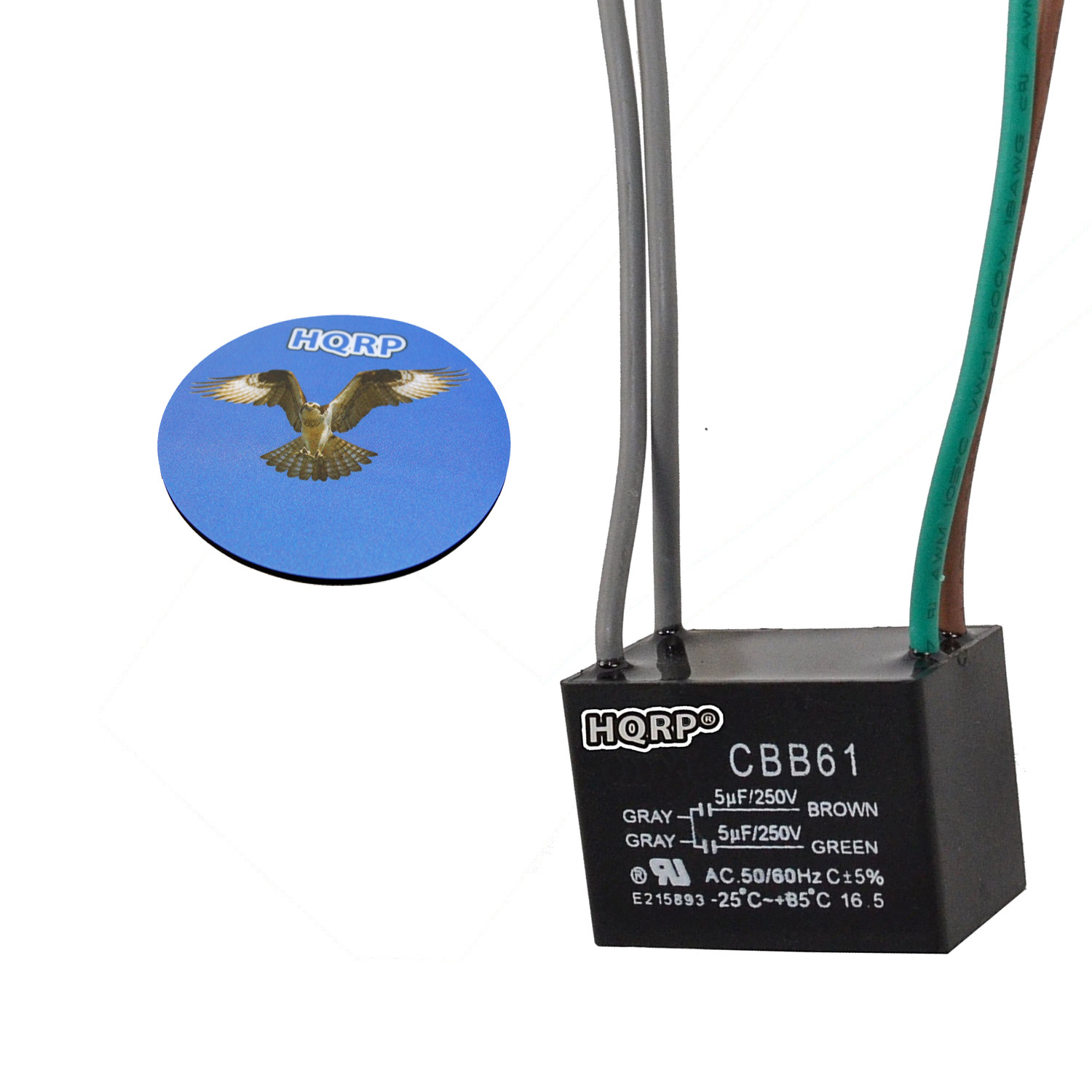 HQRP Capacitor for Hampton Bay Ceiling Fan CBB61 5uf+5uf 4Wire plus