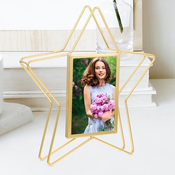 Vintage Star Shaped Metal Wire Photo Frame Stand for Home, Wedding, Desk, Tabletop Decorative Picture Display