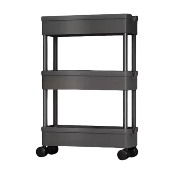 Inteprter Solución de almacenamiento multifuncional para dormitorio y sala de estar que no ocupa espacio, carrito de almacenamiento Organizadores de utensilios de cocina negro, 3 capas 25 cm