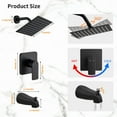 thumbnail image 4 of Black | Tub Shower Tap Kit Complete w/ 8-Inch Rainfall Shower Head & Tub Spout Included Shower Valve Tub Shower Trim Kit Matte Black, 4 of 8