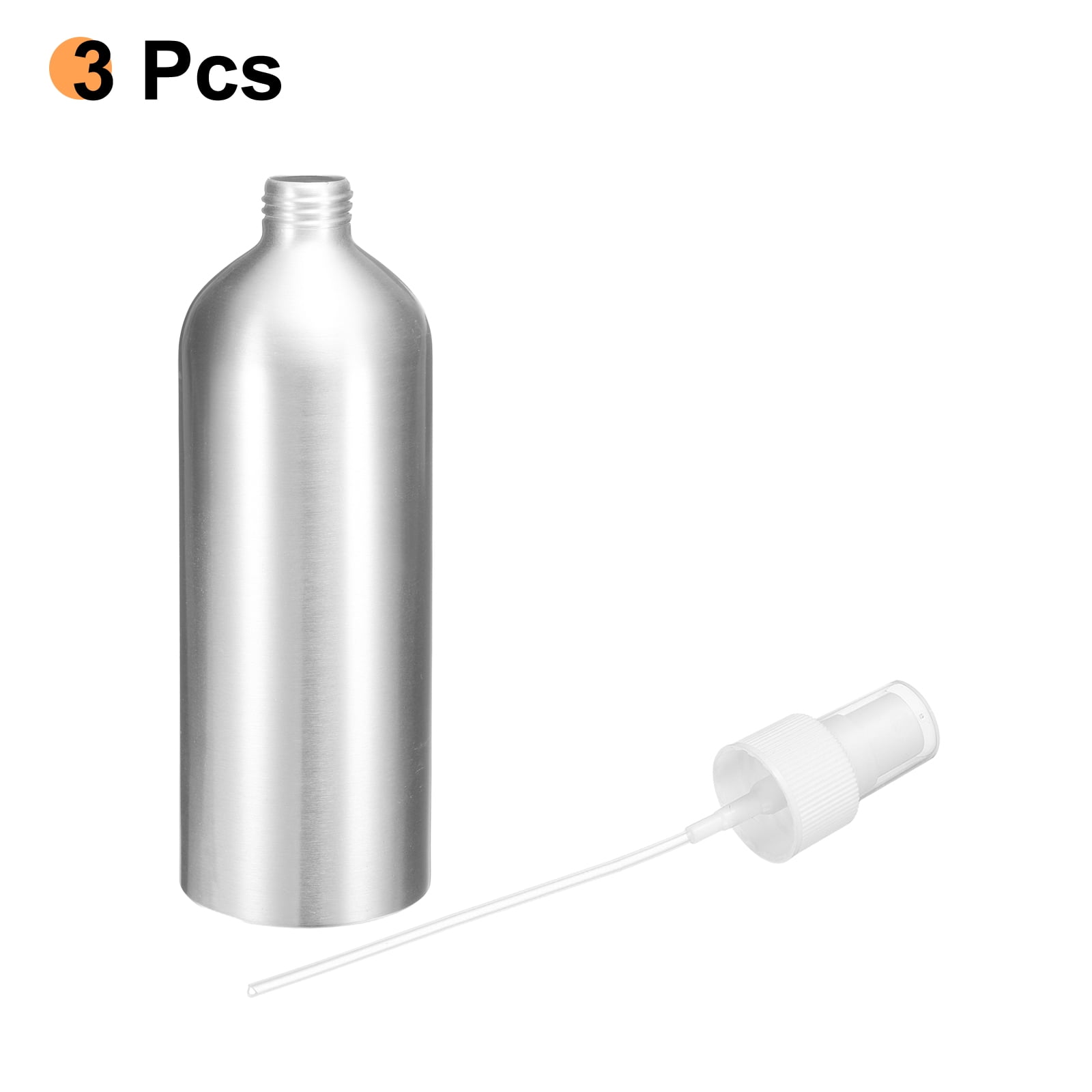 Uxcell 3pcs Aluminum Fine Mist Spray Bottles 500ml/16oz Metal Small Liquid Alcohol Refillable Travel Container with White Plastic Nozzle Cap for Perfume Skincare Cosmetic Storage Bottle