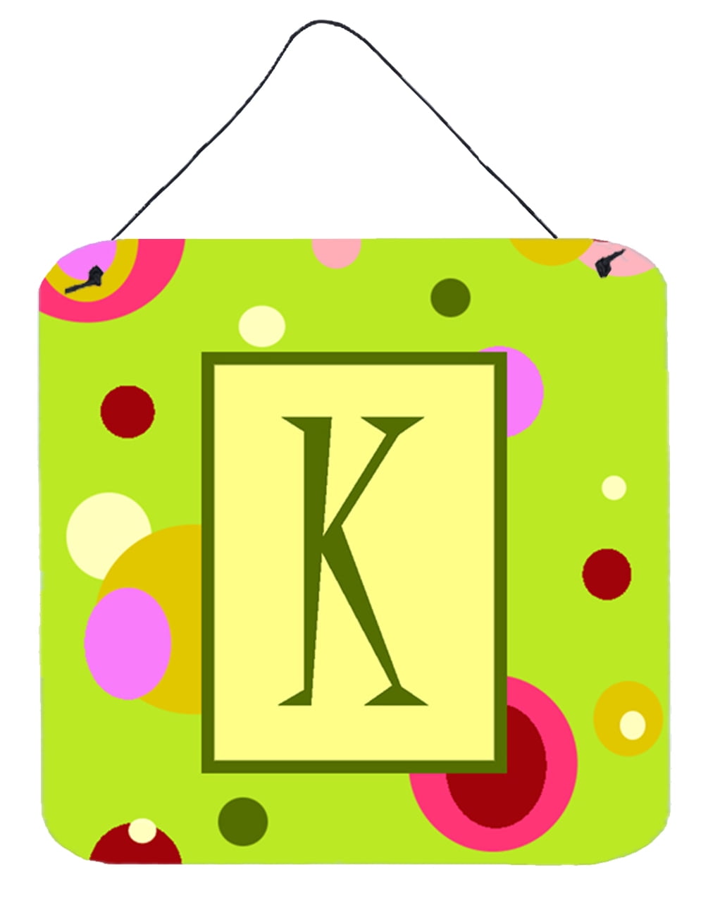 Letter K Initial Monogram Green Aluminium Metal Wall or Door Hanging