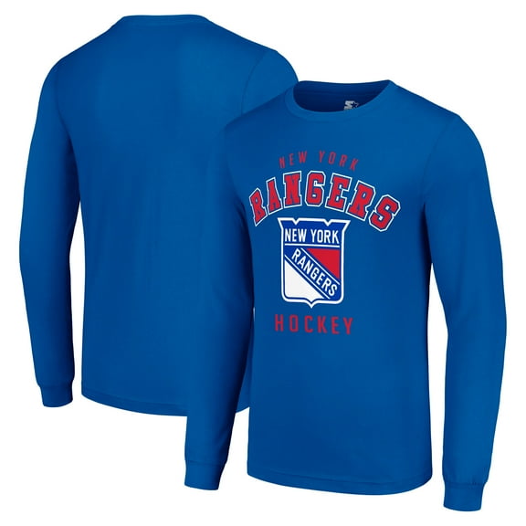 Men's Starter Royal New York Rangers Logo Long Sleeve T-Shirt