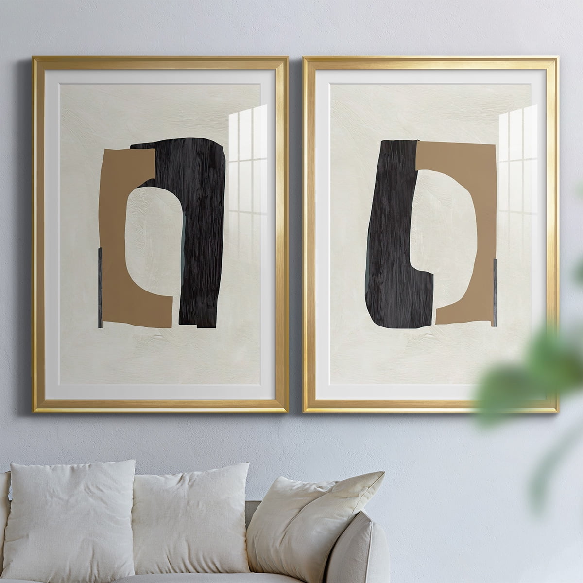 Wexford Home Cardboard Cutouts I Premium Framed Print, 22.5" x 30.5" - Ready to Hang, Gold (Set of 2)