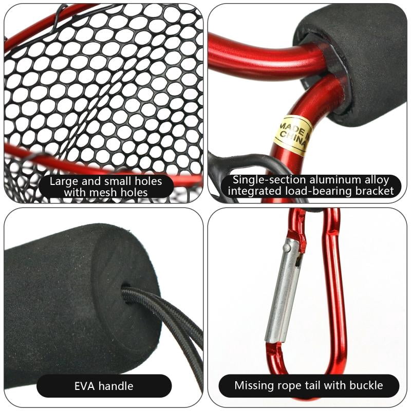 CEORPER Aluminum Pole Handle EVA Grip Silicone Dip Fish Net Freshwater Fly Fishing Net