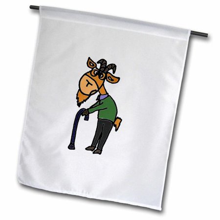 3dRose Funny Old Goat Original Art Polyester 1 6   x 1  Garden Flag