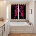 thumbnail image 3 of Curtains 63 Inch Length 2 Panels, Pink Ribbon Grommets Window Treatment Curtain, Wings Romantic Love Heart Flowers Black Thermal Curtains Drapes for Living Room/Bathroom, 3 of 9