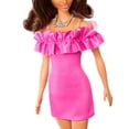 thumbnail image 5 of Barbie Fashionistas Doll #217 with Brown Wavy Hair Half-Up Half-Down & Pink Dress, 65th Anniversary Collectible Fashion Doll, 5 of 5