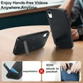 thumbnail image 2 of for iPhone XR PU Leather Back Case, Built-in Invisible Stand [Compatible with Magsafe] Protective Slim Kickstand Anti-fall Phone Cover Compatible with iPhone XR, Black, 2 of 8