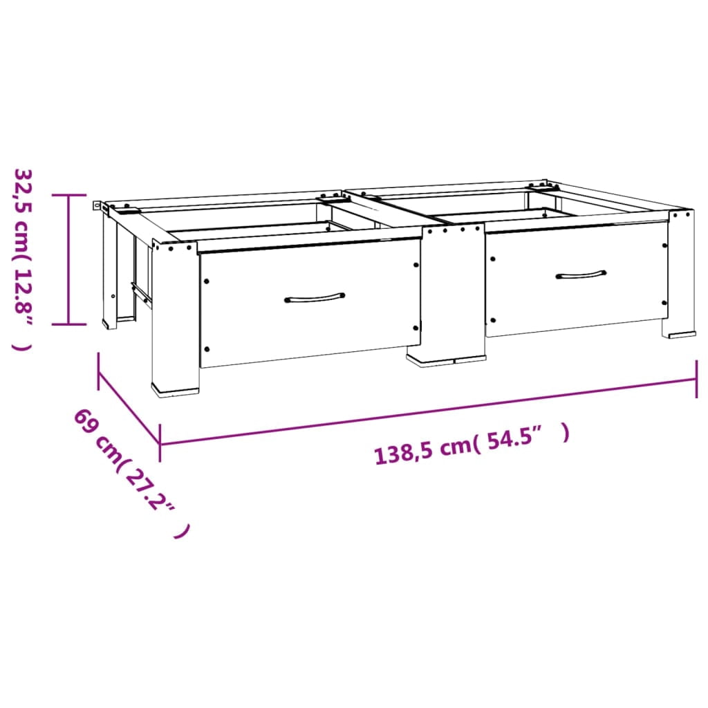 vidaXL Washing and Drying Machine Pedestal with Pull-Out Shelves White