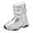 Silver, variant on Boys Girls Warm Winter Snow Boots Anti-skid Waterproof Chunky Athletic Hiking Shoes High Top Booties
