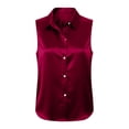 thumbnail image 7 of Sillenn Womens Sleeveless Shirts Button Down Collared Shirt Silky Satin Blouse Business Work Summer Tank Top Peasant Tunic Tops Classical Blouse Dressy Casual V Neck Basic Tank Tops Red M, 7 of 7