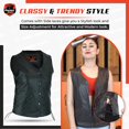thumbnail image 3 of Chaleco de cuero Daniel Smart para mujer con cuello abierto y cordones laterales, 3 of 7