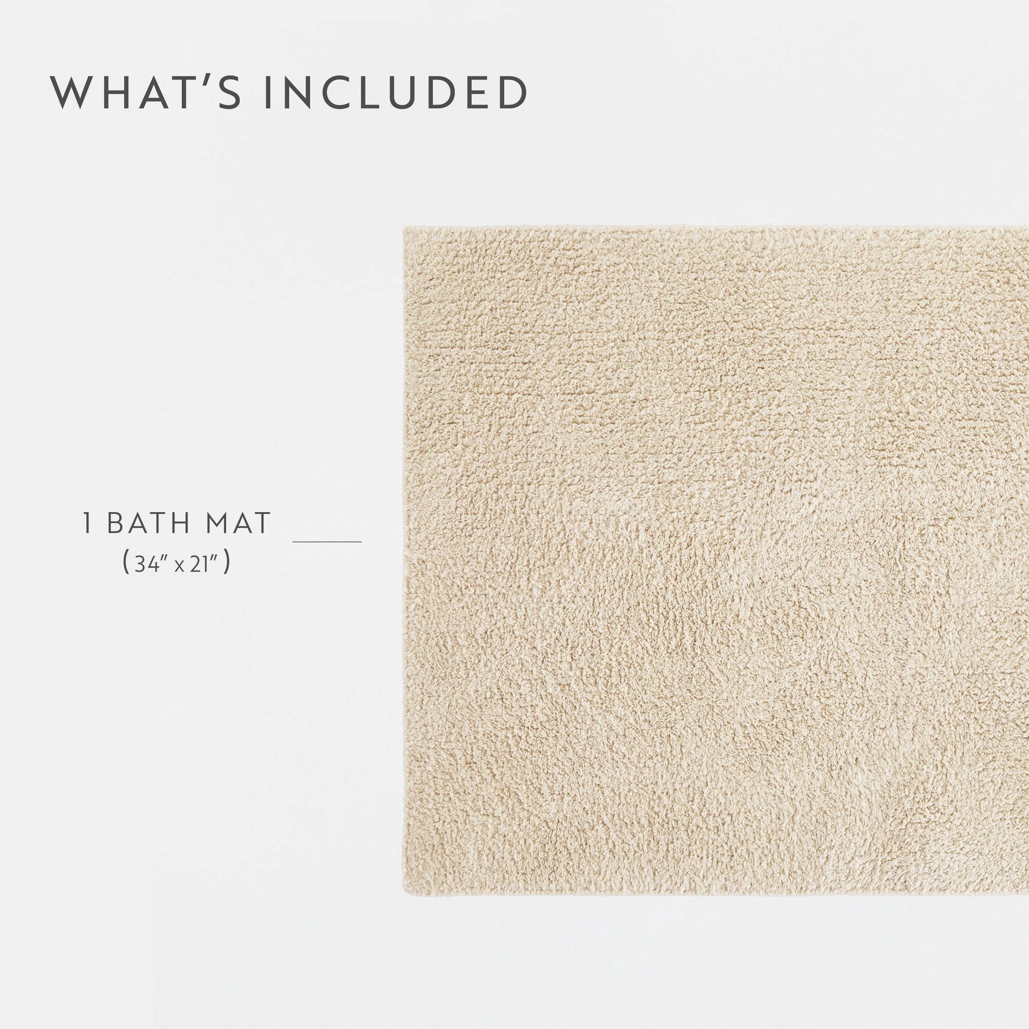 Noble Linens Reversible Dual-Texture Cotton Bath Mat, 34 in x 21 in, Natural