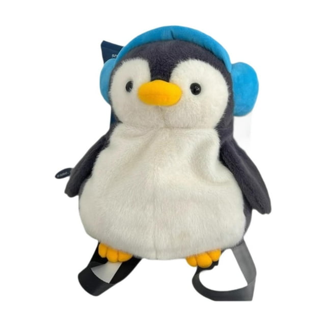 Mochila de peluche de pingüino de dibujos animados, juguete de peluche versátil, y ligero para niñas, bolso bandolera de 29 x 38 cm.