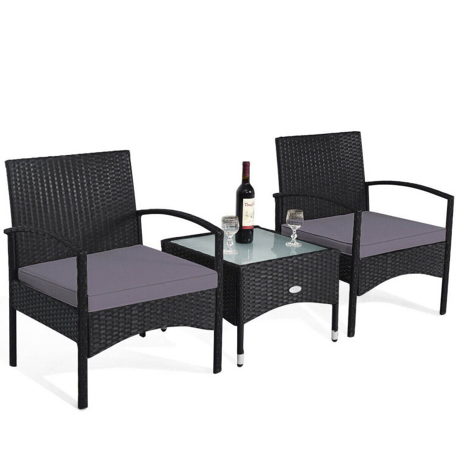 Aimee Lii 3 Pieces Patio Wicker Rattan Furniture Set with Cushion for Lawn Backyard, Rattaner Outdoor Patio Furniture, Gray Aimee Lii 3 Pieces Patio Wicker Rattan Furniture Set with Cushion for Lawn Backyard, Rattaner Outdoor Patio Furniture, Gray