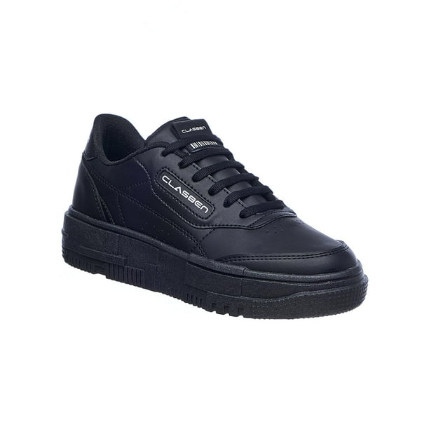 Tenis Mujer Moda Casual Urbana Fashion Tipo Piel Negro Suela Plataforma Ligera 024D3F negro 23 Love Clasben 024D3F