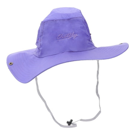 Uonlytech Outdoor UV Protection Oval Bucket Hat with Cord Summer Fisherman Hats with Wide Brim Casual for Men Women (Purple)
