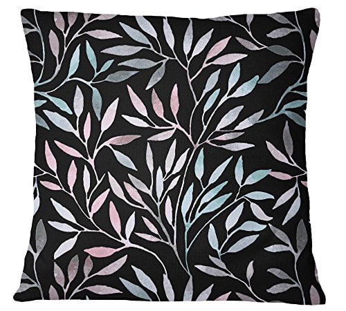 Indian Home Decor Branches Embroidered Throw Black Poly Dupion Pillow Cover 