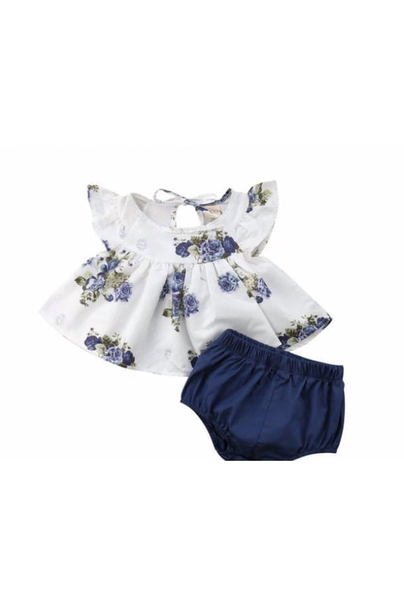 2PCS Newborn Infant Kids Baby Girl Floral Tops Dress Shorts Pants Summer Clothes Outfits