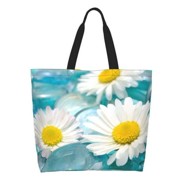 Easygdp Daisy Flowers Bolsas Tote para Mujer, Bolsos de Hombro para Viaje, Bolsos de Mano de Gran Capacidad para Compras y Trabajo
