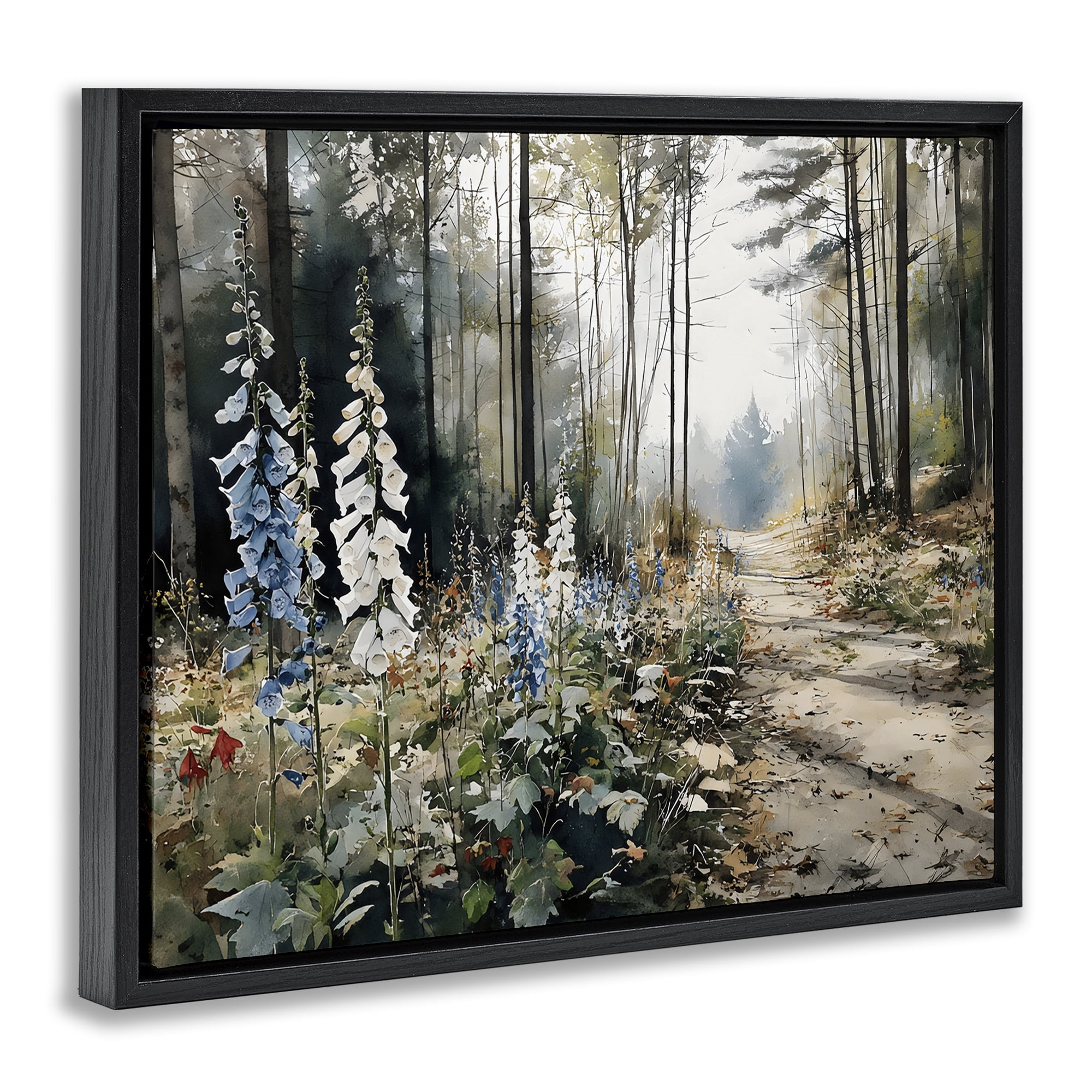 Stupell Industries Foxglove Path Sunlit Woods Black Framed Floater Canvas Wall Art, design by Franklyn Gregory