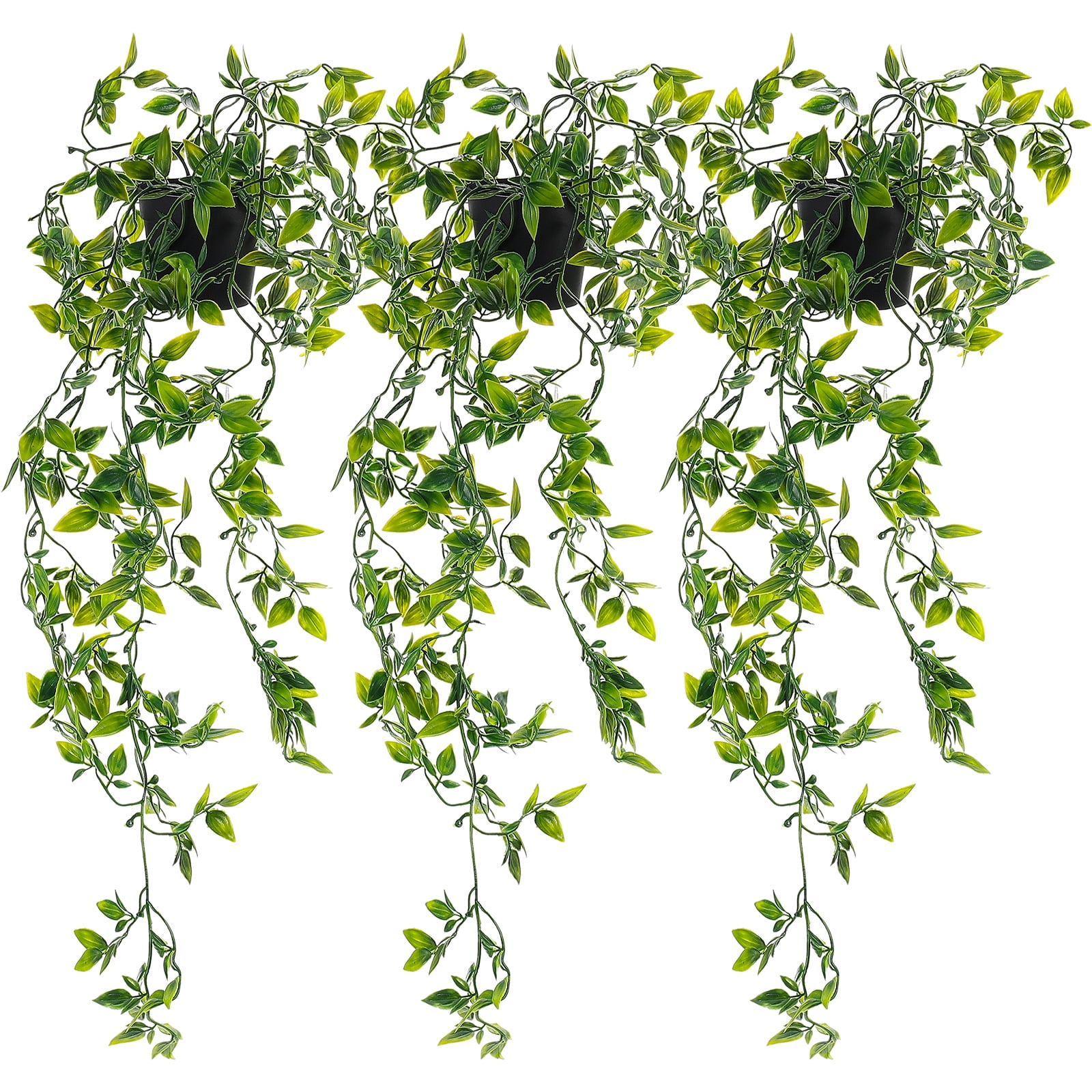 Homemaxs 3pcs Artificial Hanging Plants with Pots Hanging Vine