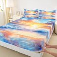 thumbnail image 4 of jejeloiu Sunset Beach Wave Bed Sheets,Colorful Sky Full Size Sheets For Boys,Orange Blue,4 Pieces,1 Flat Sheet, 1 Fitted Sheet and 2 Pillowcases, 4 of 6